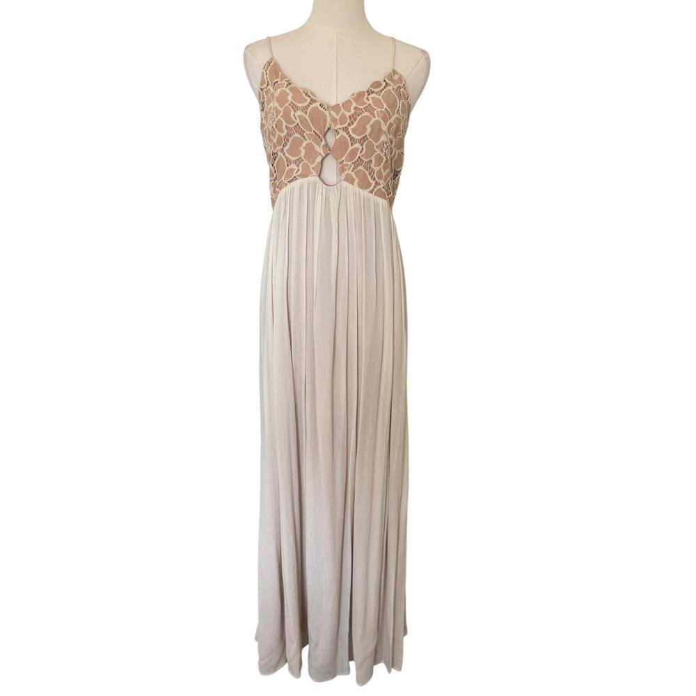 Tularosa (M) REVOLVE Bryce Maxi Dress Lace Cutout Boho Wedding Guest Neutral